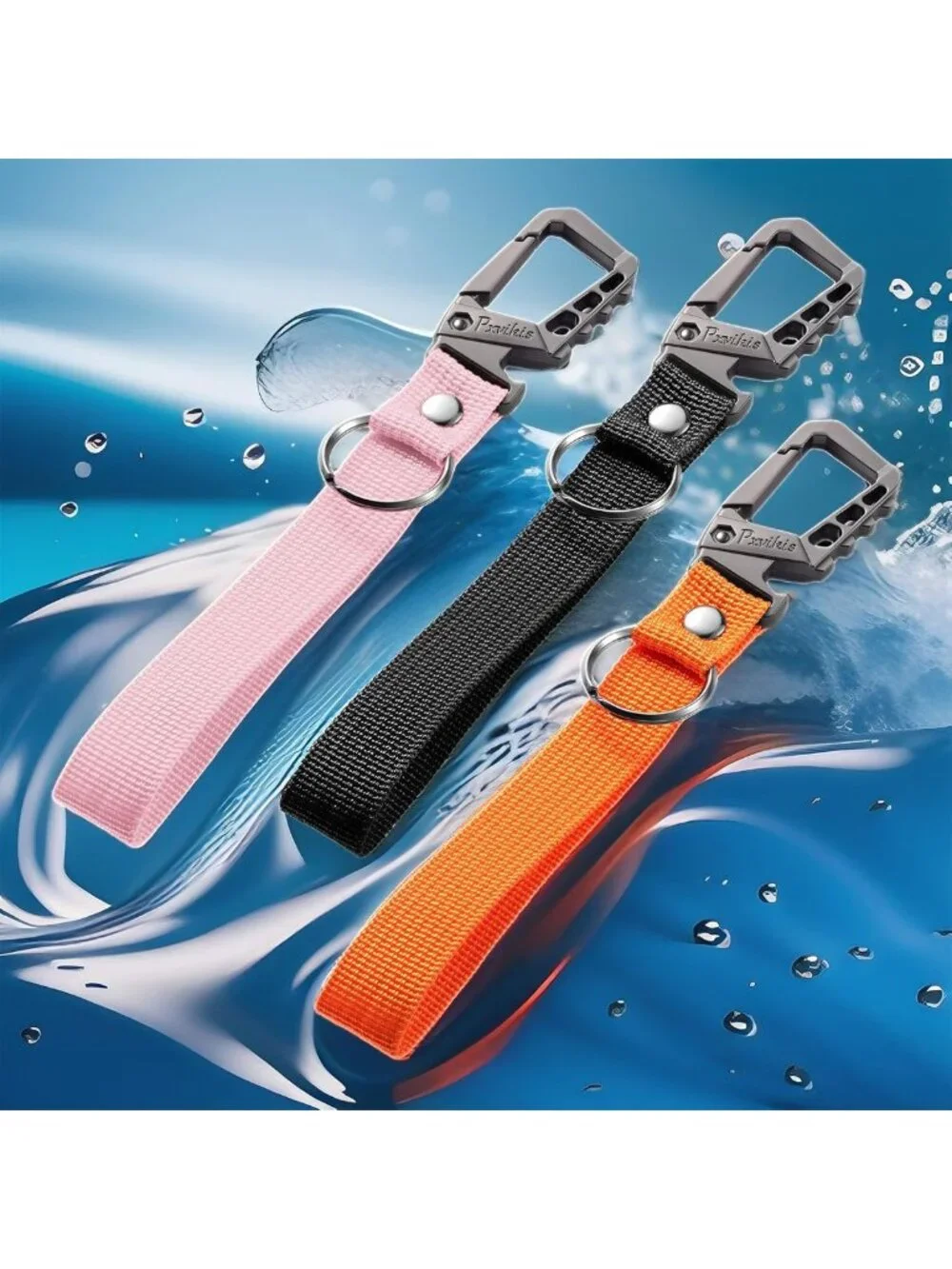 Heavy-Duty Metal Carabiner Keychain Clip with Bottle Opener & Lanyard Ring